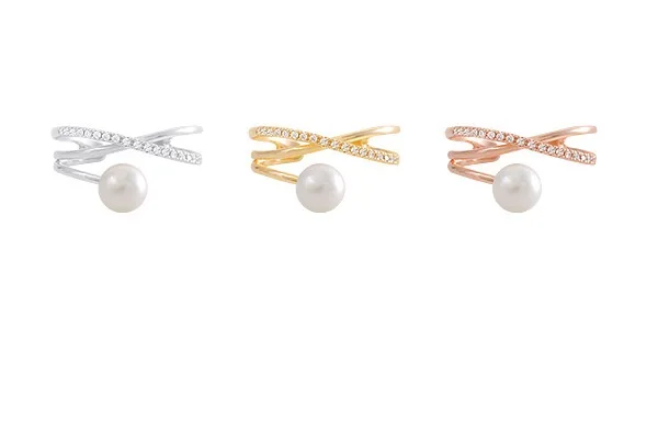 Женское Открытое кольцо с имитацией жемчуга и фианитами|open ring|fashion rings for womenrings women