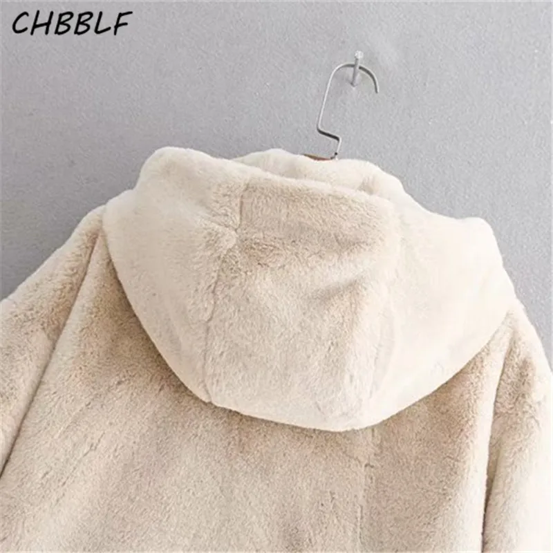 CHBBLF Женское зимнее теплое пальто с капюшоном толстое из искусственного меха