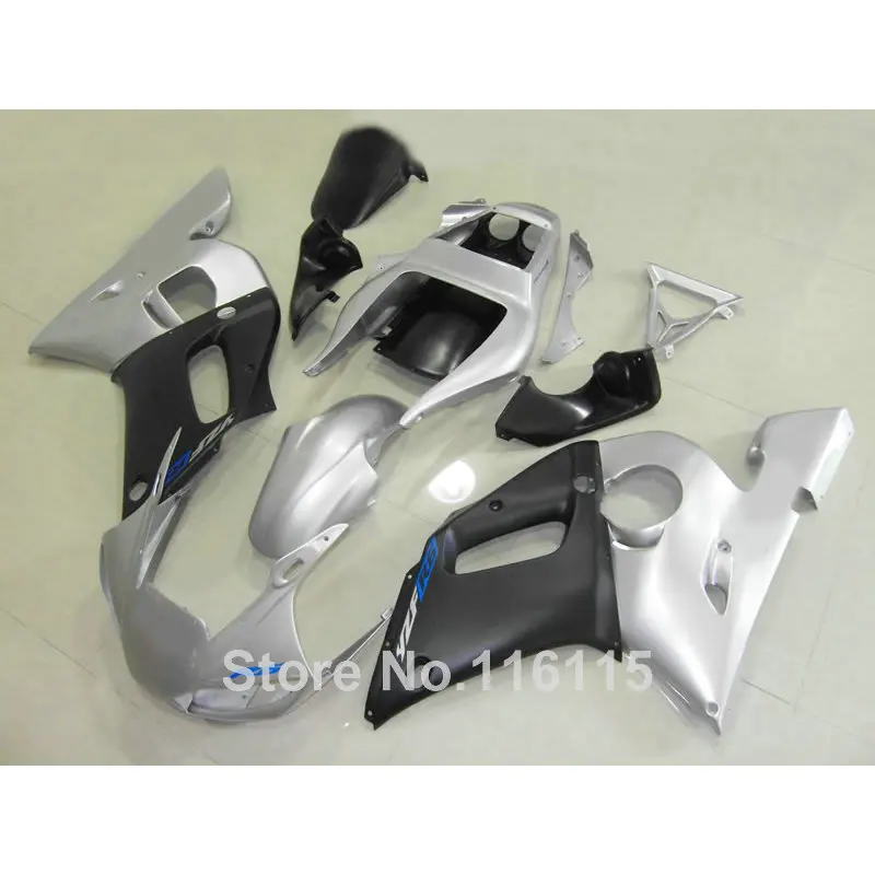 

Fit for YAMAHA R6 fairing kit 1998 1999 2000 2001 2002 matte black silver YZF R6 fairings set 98 99 00 01 02 full kits #3231