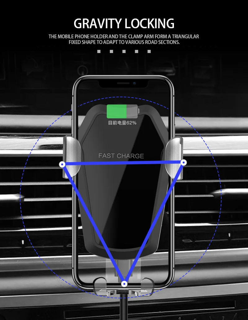 10 Вт Qi автомобильное беспроводное зарядное устройство для iPhone XS 8 Samsung S9