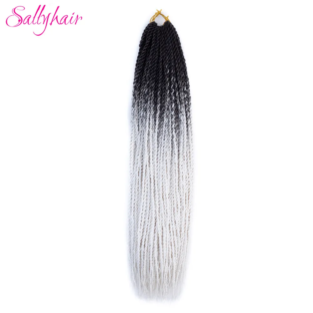 Sallyhair, 20 прядей, сенегалы, закрученные, вязанные, плетенные волосы для наращивания, высокая температура, синтетические, вязанные, Омбре, плетенные волосы - Цвет: T1B/красный