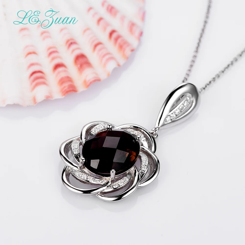 Кулон из серебра 925 пробы с натуральным дымчатым кварцем 8 карат|necklace pendant women|necklace