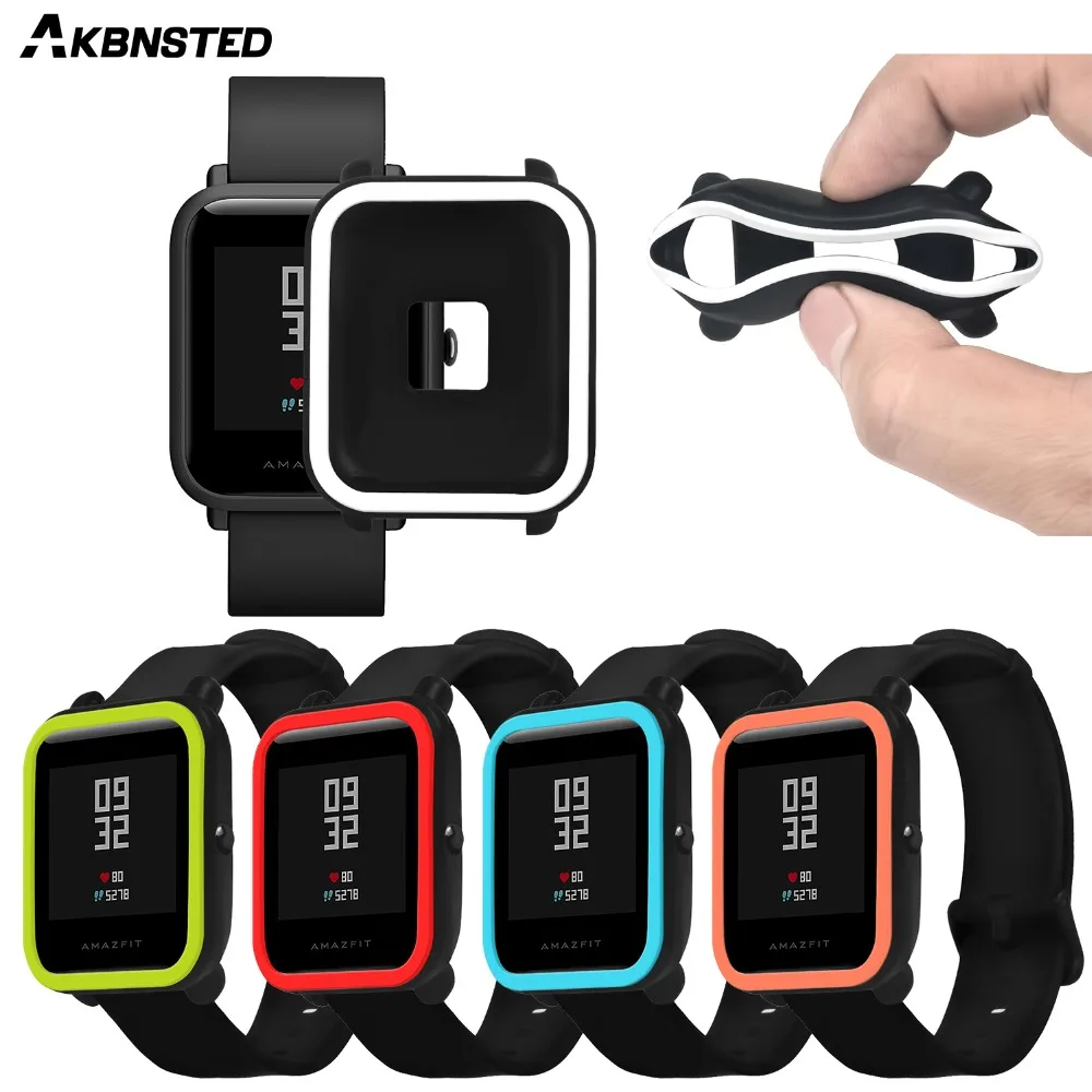 

AKBNSTED TPU Soft Silicone Protective Full Case Cover For Huami Amazfit Bip Youth Watch Case SmartWatch Watch Band Accessories