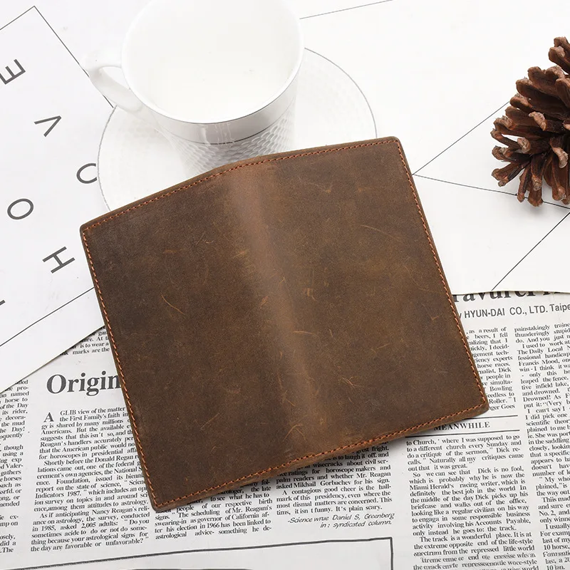 Мужской тонкий чехол из натуральной кожи RFID с отделением для кредитных карт Crazy