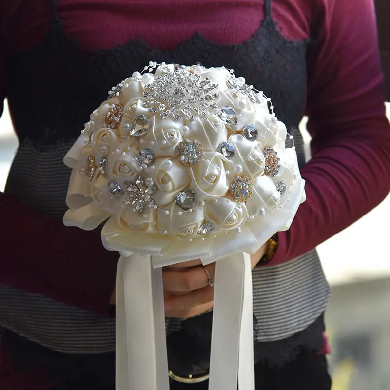 Kyunovia Бургундия брошь букет цвета слоновой кости невесты букеты de mariage искусственный кристалл свадебные цветы buque de noiva 4 цвета FE86