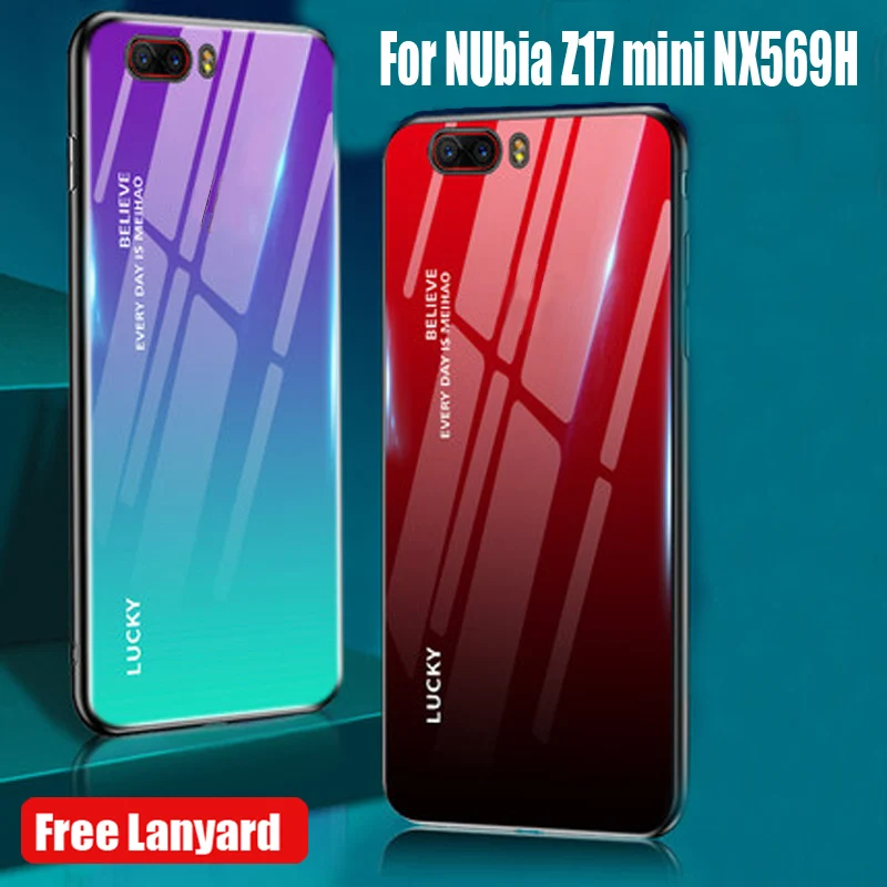 Чехол из закаленного стекла для NUbia Z17 miniS NX569J градиентный цвет задняя крышка с