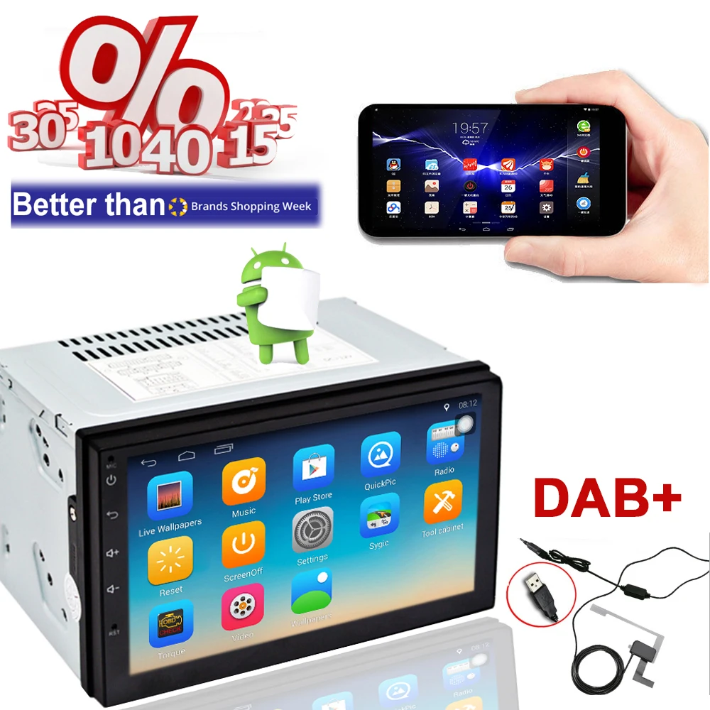 Новый android dab Авто Радио 2 din GPS стереооборудование для автомобиля мультимедийный