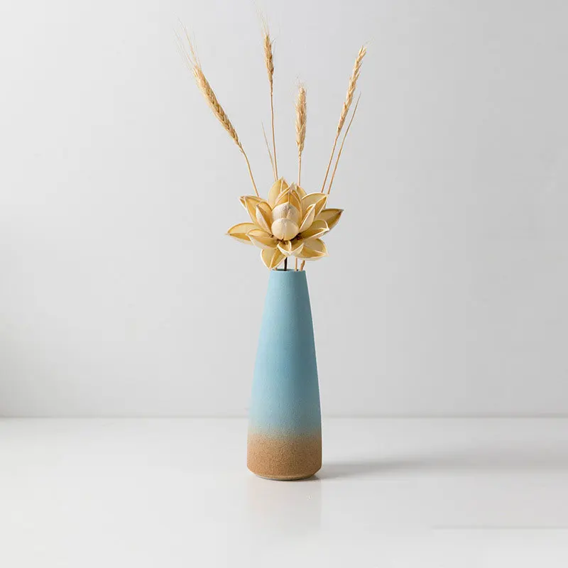 Vase with Flower Декор для дома керамическая ваза для цветов Искусственный цветок керамический горшок вазы для домашние рукодельные украшения подарки - Цвет: Vase with Flower