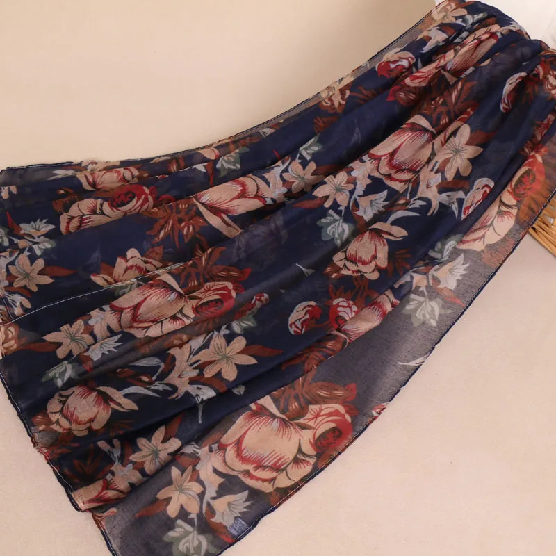 2018 Женская мода зима ретро цветочные вискозные шали шарф из индийского принта