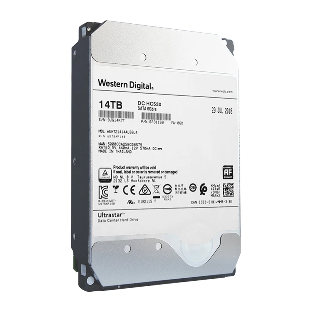 Western Digital 14 ТБ Ultrastar DC HC530 SATA HDD 7200 об/мин Класс 6 ГБ/сек. 512MB кэш 3 5 &quotВнутренний