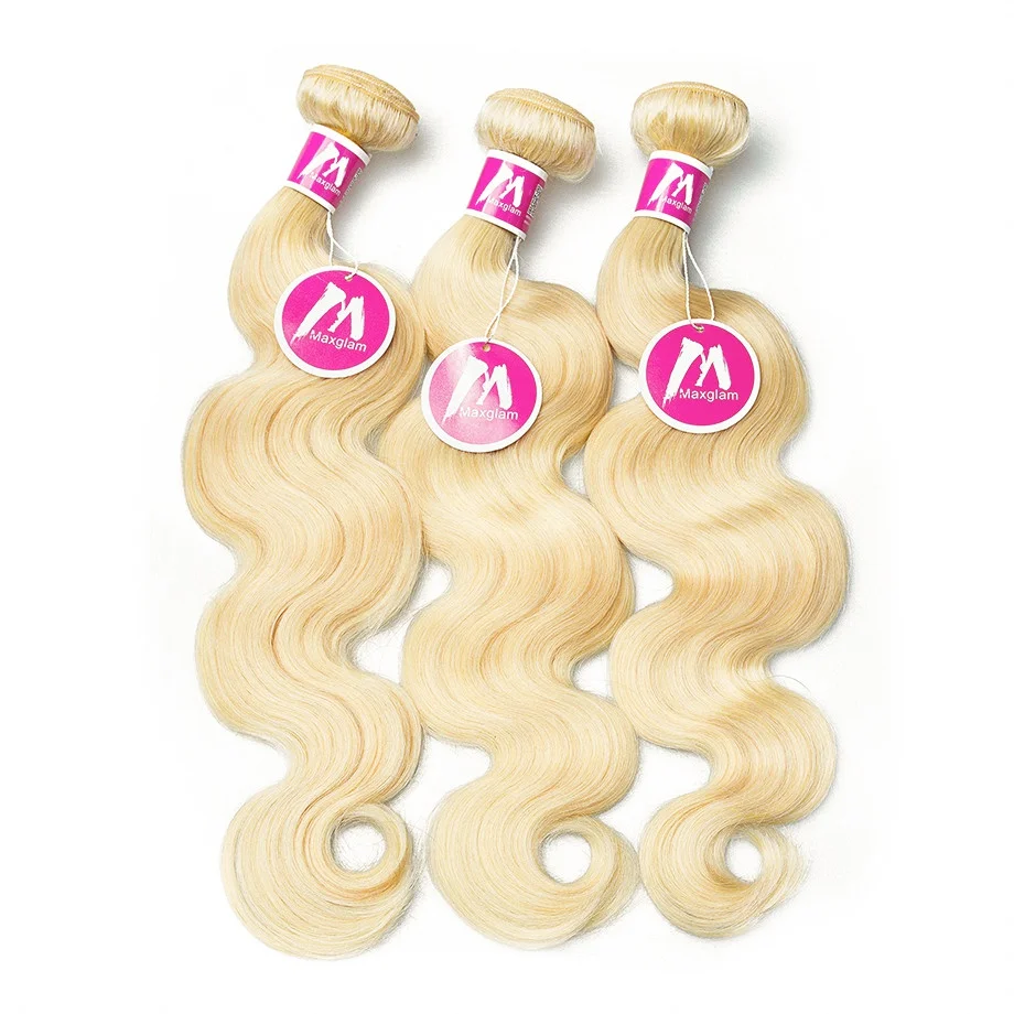 Maxglam блондинка 613 Связки Бразильский волнистые волосы Remy человеческие на Трессах