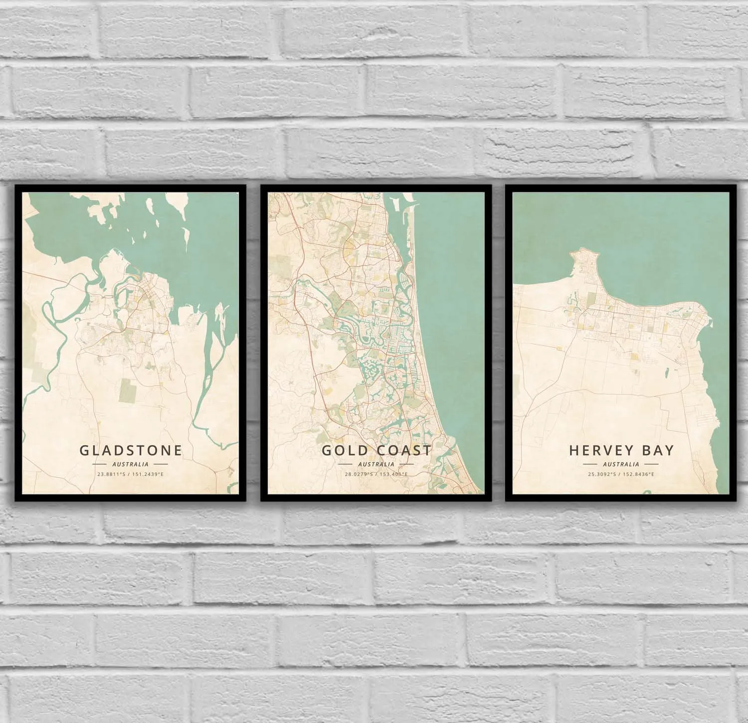 Gladstone Gold Coast Hervey Bay Hobart Launceston Mackay mellan Mildura Newcastle Nowra Perth Австралийский постер | Дом и