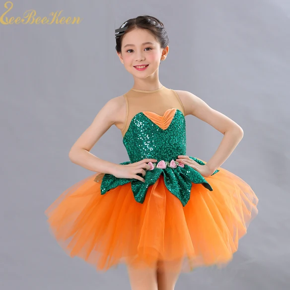 

Girls Pumpkin Cosplay Stage Performance Costume Adult Professional Ballet Dress Women Sequins Tutu Ballet Dance Dress For Girl