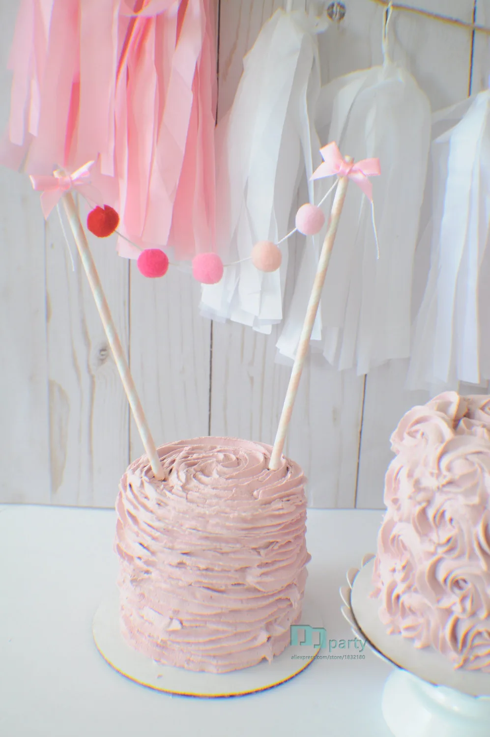 Pink ombre cake topper Pom Cake pink smashcake for girl | Дом и сад