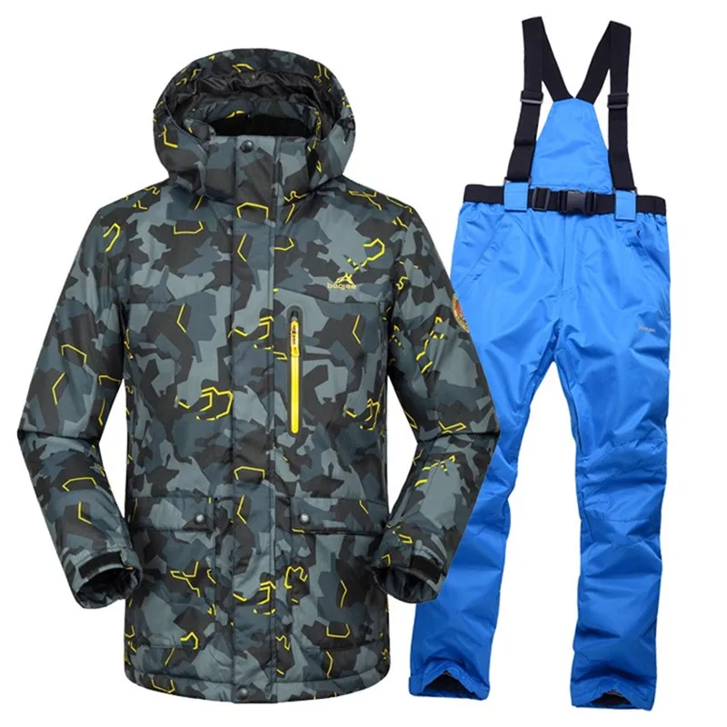  35 градусов лыжный мужской пиджак + брюки утолщенный зимний костюм теплый