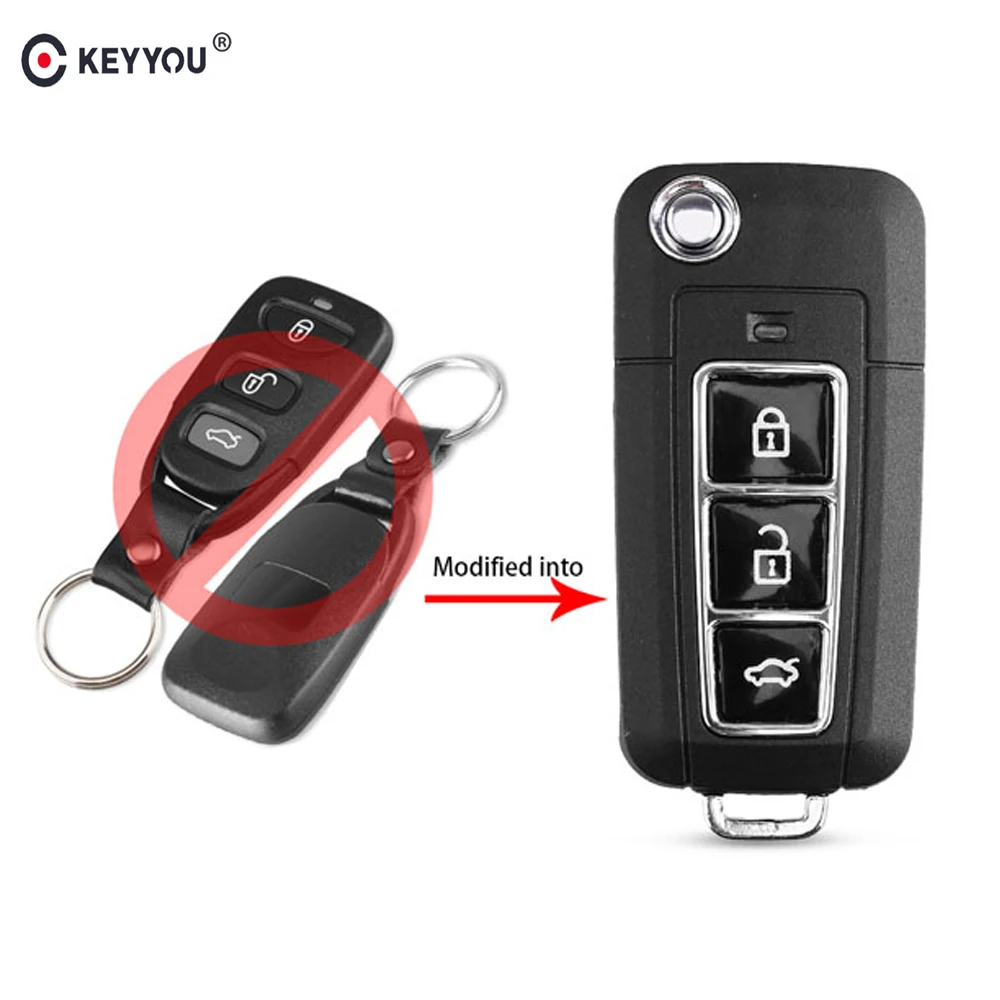 KEYYOU 3 кнопки модифицированный дистанционный Складной автомобильный ключ