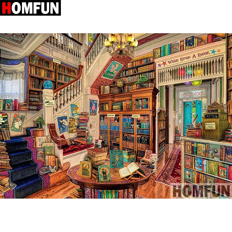Алмазная 5D картина HOMFUN сделай сам полноразмерная/круглая вышивка Книжная
