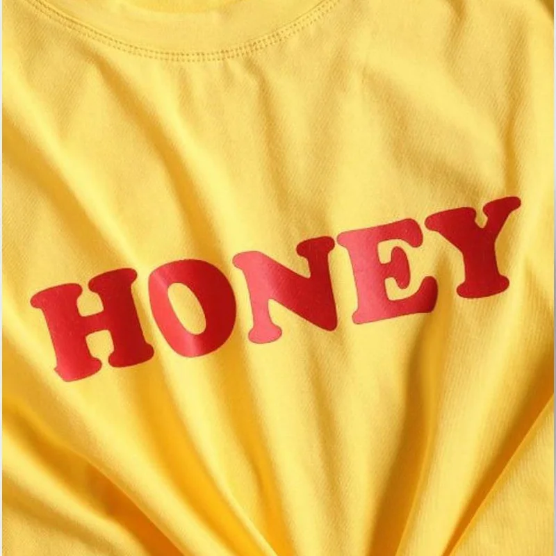 Honey футболка хипстер Женская графическая пчела 80s одежда Harajuku Tumblr модная