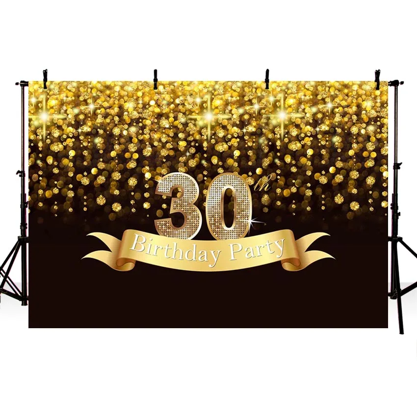 Mehofond Happy 30th День рождения в Золотой горошек отражающий свет вспышки праздник