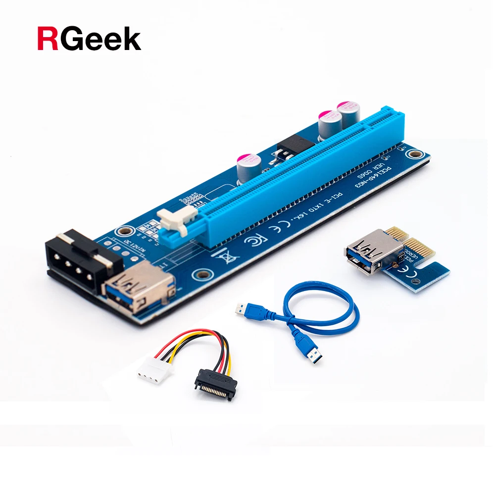 Ver006 Pci e удлинитель Express Riser Card 1Х до 16x USB 3 0 кабель Sata 4pin Molex Power для майнинга
