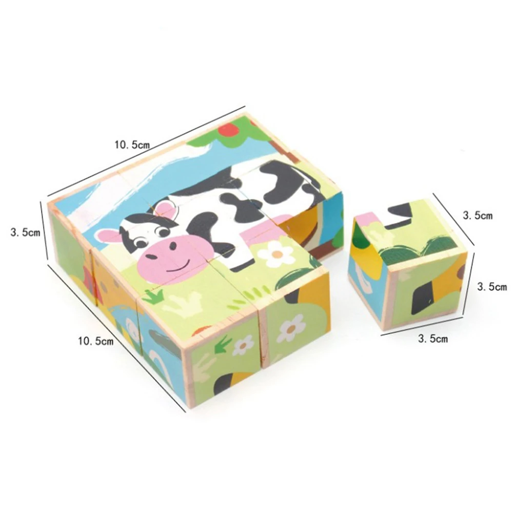 16Pcs Lovely Colorful 3D Childrens Puzzle Toy Wooden Jigsaw for Kids Babies Children(4*4)Random pattern | Игрушки и хобби