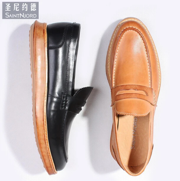 Туфли мужские из натуральной кожи с острым носком на платформе | Обувь