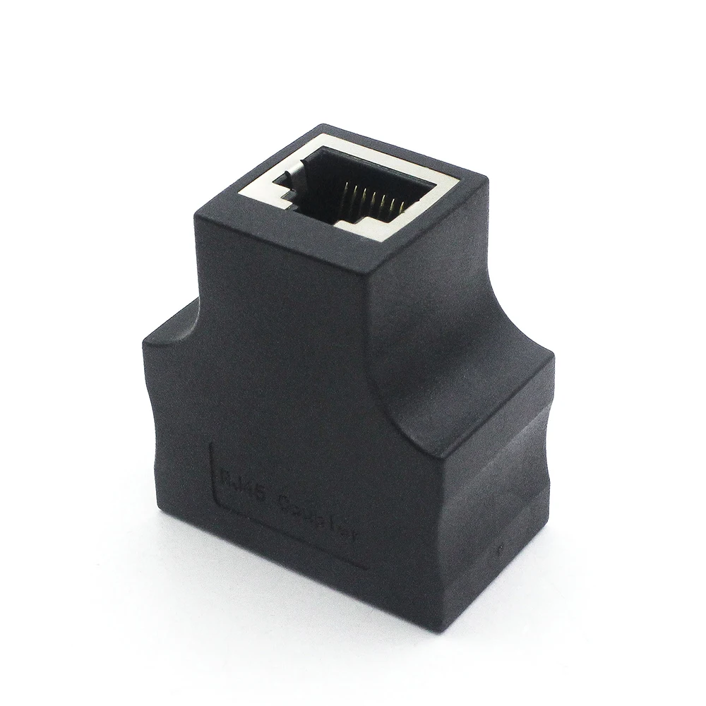 Wholesale 10pcs/lot RJ45 female to female 1 To 2 Ways RJ45 LAN Ethernet Network Cable Female Splitter Connector Adapter