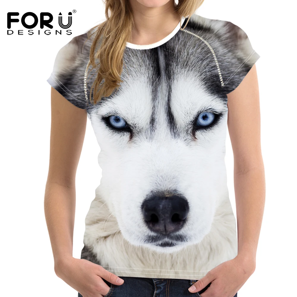 FORUDESIGNS/Модная женская футболка с принтом волка, короткий рукав, Летние удобные мягкие футболки для женщин, женская футболка, ropa mujer