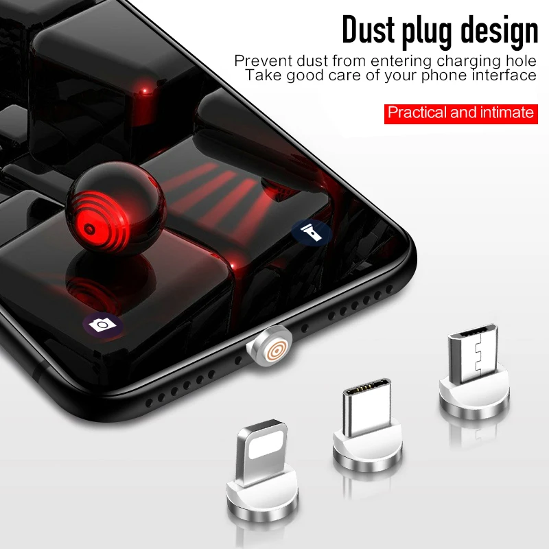 Магнитный кабель ROCK QC 3 0 3A type C Micro Usb для iPhone Xiaomi huawei быстрая зарядка светодиодный