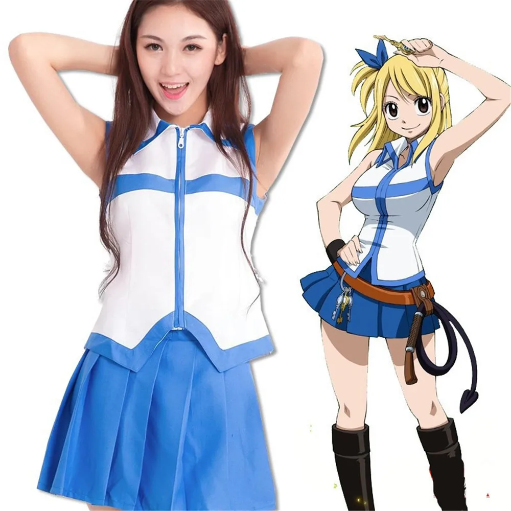Аниме сказочный хвост Lucy Heartfilia школьная форма для девочек Топы + юбка/Набор