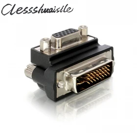 

(100pcs/lot) Right Angled 90 Degree VGA SVGA Female To DVI 24+5 male DVI to VGA LCD Adapter