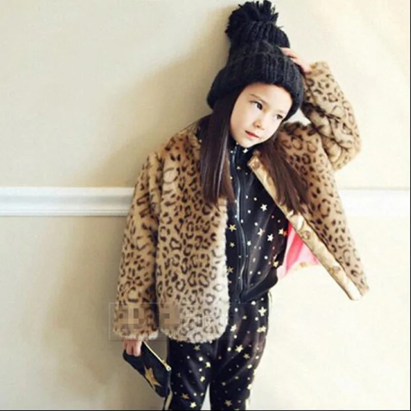Furry 2018 Girls Jackets Autumn Winter Waistcoats Children's Artificial Kids Faux Fur Fabric Clothes Leopard Thicker Coat N294 | Детская
