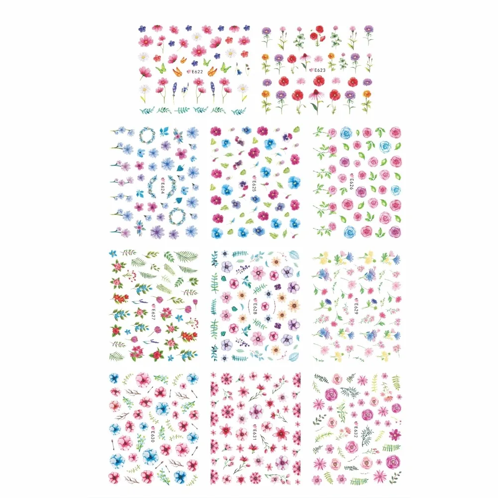 

11 PCS / LOT SIMULATION SELF-ADHESIVE 3D NAIL TATTOOS STICKER SLIDER FLOWER BRANCH ANEMONE WISTERIA REDBUD E622-632
