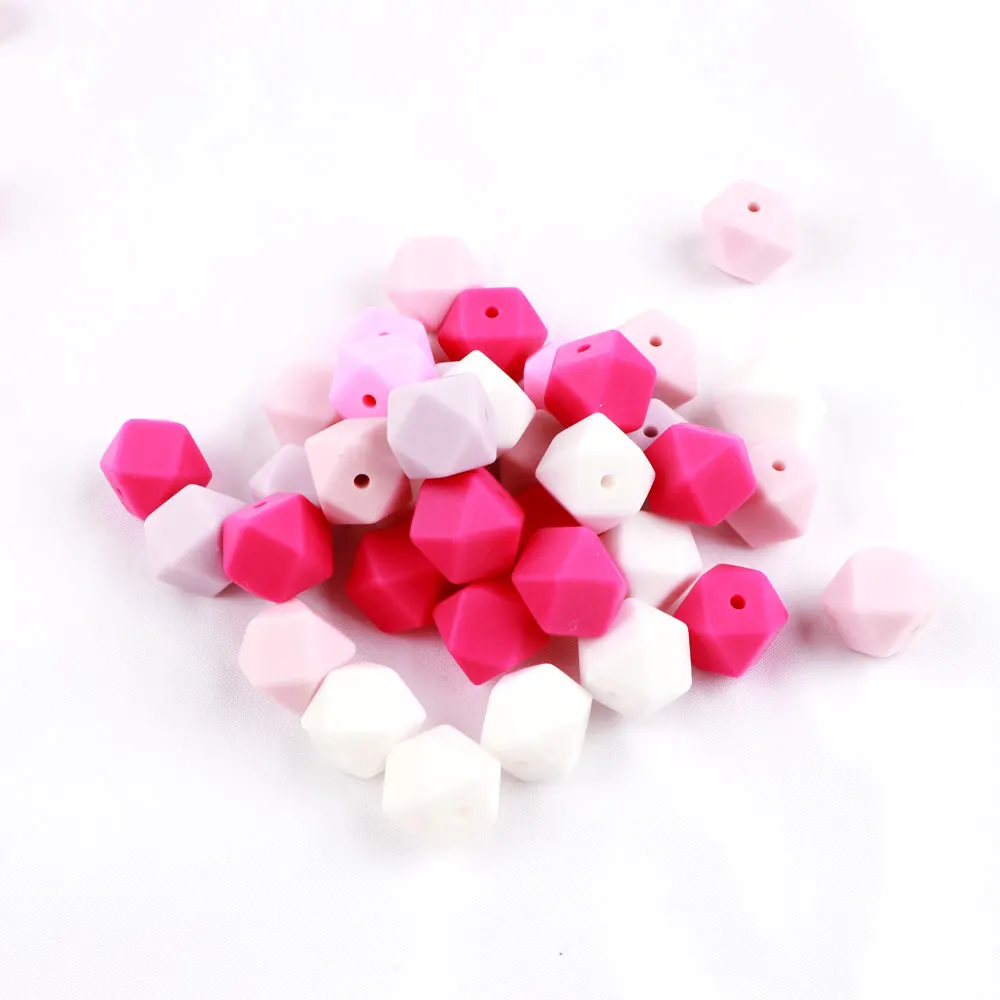 TYRY.HU 50pc Hexagon Silicone Beads Food Grade Baby Chewable Teething For DIY Necklace Jewelry Accessories BPA Free 14mm | Украшения и