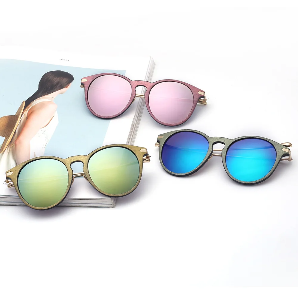 Бренд LVVKEE модные женские солнцезащитные очки металлическая оправа деревянные