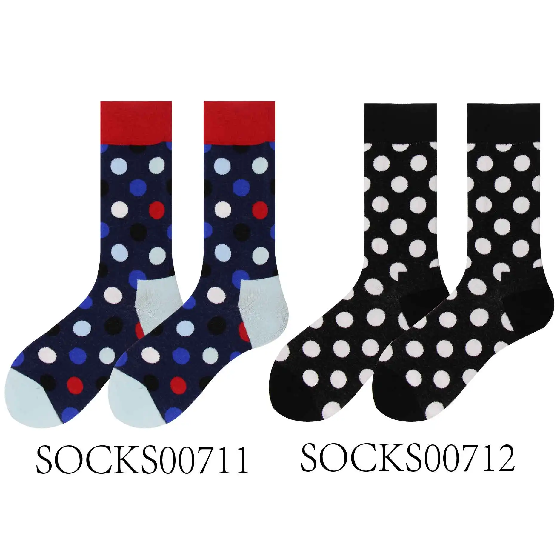 2pairs071112 Счастливые носки весна лето осень пара чесаные хлопковые запасы Красочный Узор в горошек дышащий Свадебный костюм путешествия Вечерние - Цвет: 2pairs071112