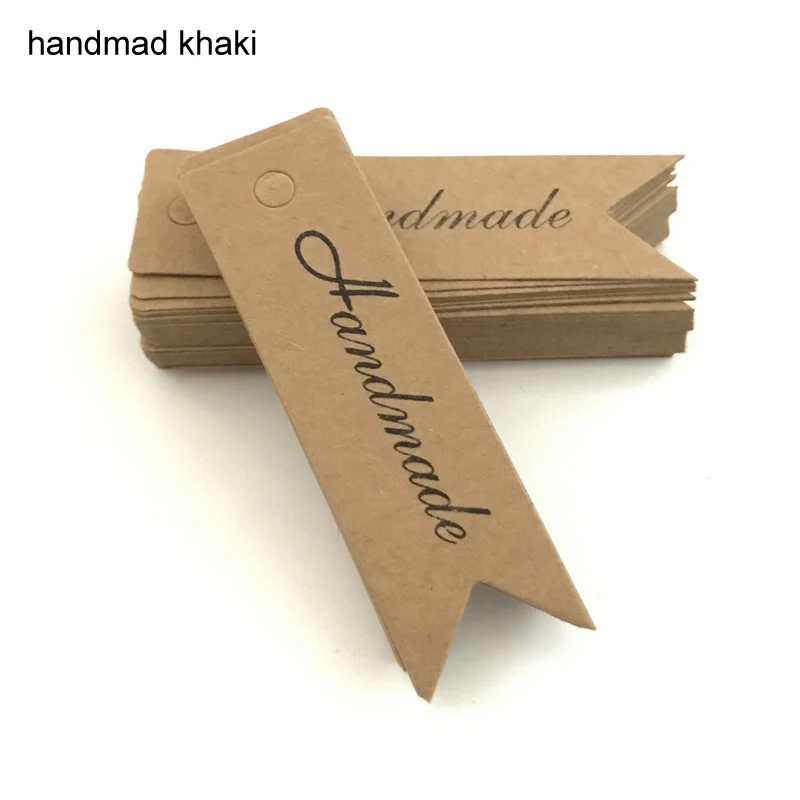 handmad khaki Бирка с логотипом 100 шт этикетки из крафт-бумаги DIY Швейные тканевые закладки для одежды DIY Ювелирные изделия Материал ретро бирки для выпечки одежды - Цвет: handmad khaki