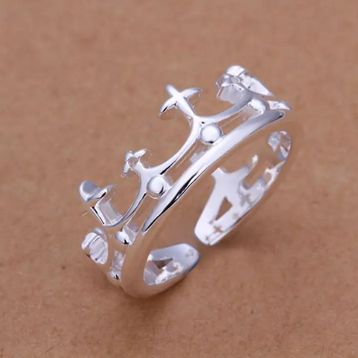 Женское посеребренное кольцо в виде короны ювелирное изделие из стерлингового