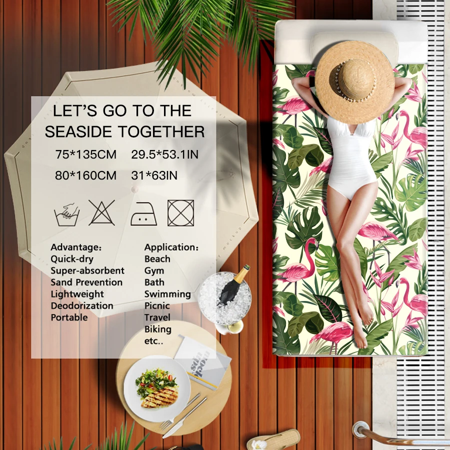 GNORRIS на заказ без песка микрофибра цветочный кран прямоугольник пляжное