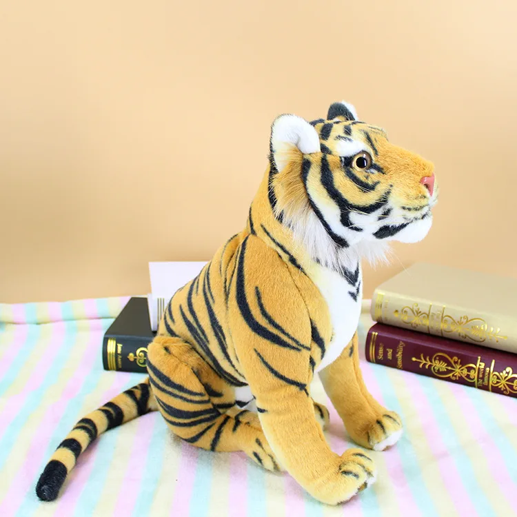 

about 35x30cm squatting tiger plush toy yellow tiger soft doll children's toy Christmas gift b2001