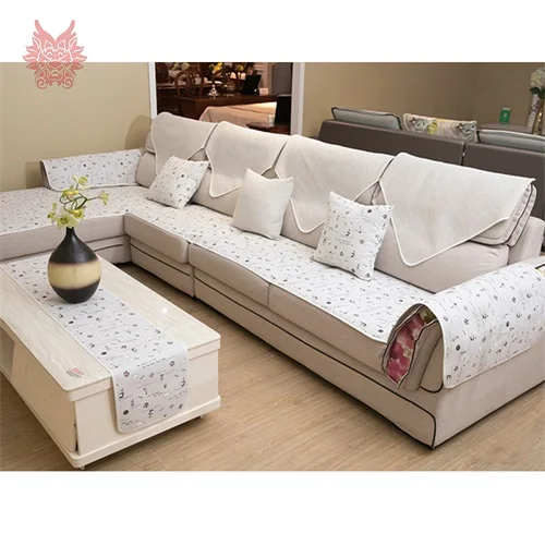 Beige white per pic Лето Весна Серый Бежевый хлопок черный Лен секционные чехлы для диванов Европейский Стиль двусторонний fundas de диван Чехлы SP5265 - Color: Beige white per pic