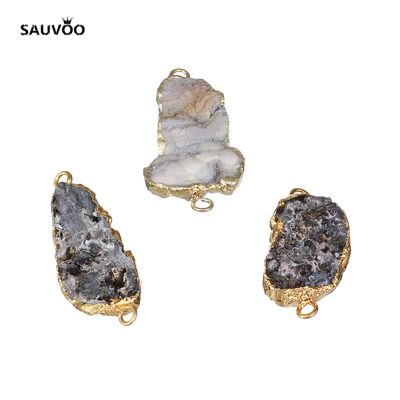 Подвески Sauvoo с двойным отверстием нестандартные подвески из серого камня