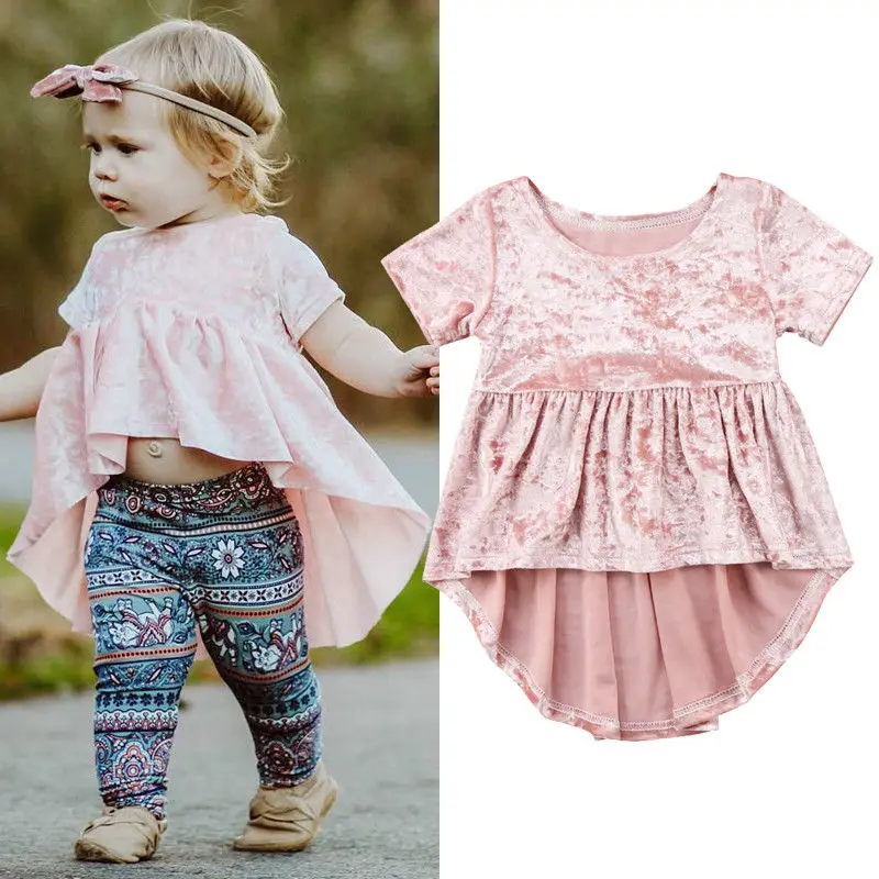 Бархатные необычные футболки для маленьких девочек одежда малышей милая детская