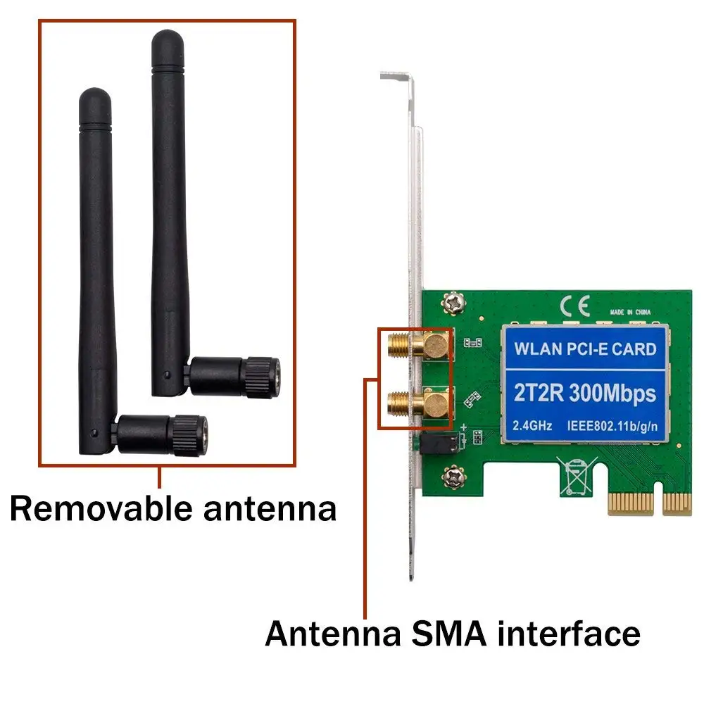 Внутренняя сетевая карта PCIe WiFi 300mbps беспроводная PCI Express 2 4 ГГц 2T2R с