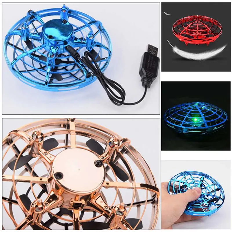 KUONGSHUN Anti-collision Hand UFO Ball Flying Aircraft RC Toys Hand-Controlled Suspension Induction Drone For Child | Электронные