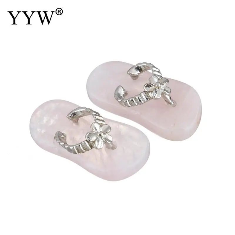 rose quartz YYW, 1 пара, Женские Подвески для влюбленных, ювелирные изделия, новая мода, тапочки, очаровательные Висячие, натуральный прозрачный кварц, опал, роза, камень, подвески - Окраска металла: rose quartz