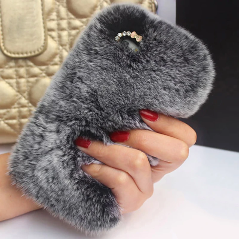 New Lady Fashion Colorful Rabbit Hair Bling Diamond Plush Furry TPU Back Cases Cover for IPhone 6/6S Plus 7/7Plus Wholesale | Мобильные