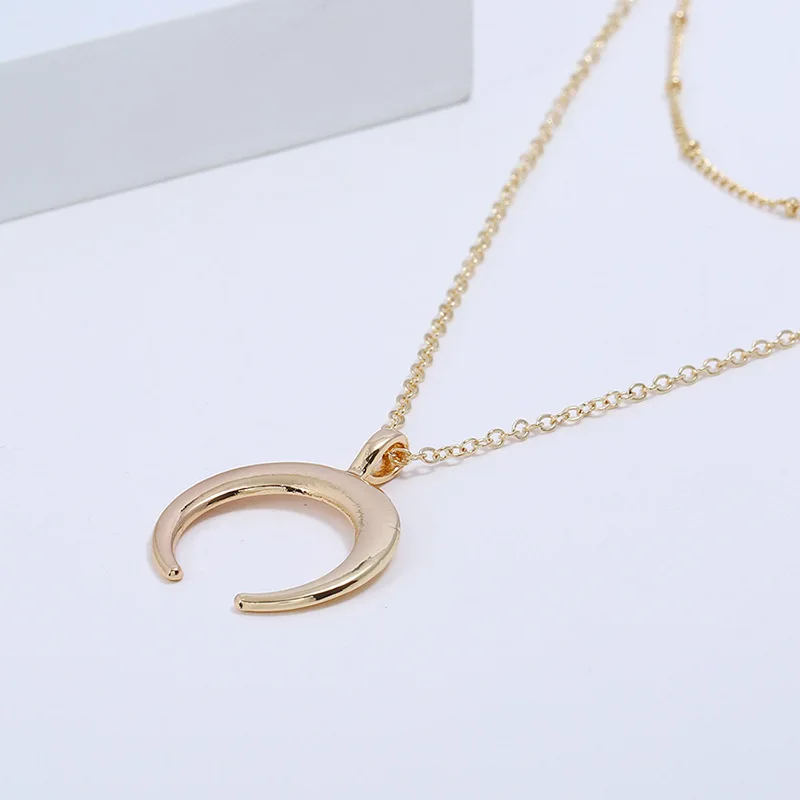 Золотая цепочка ожерелье Длинный полумесяц лунные ожерелья для женщин кулон