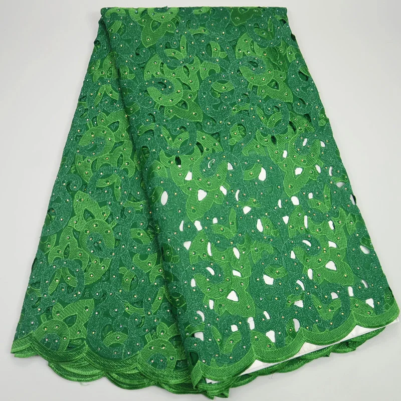 (5 ярдов/шт.) Высококачественная Африканская Хлопковая кружевная ткань ручной