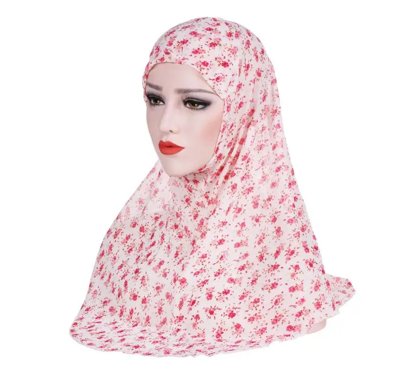 Pink Flower Одна штука Амира хиджаб для мусульманок Niquabs шарф исламский головной убор шали головные уборы шляпа полное покрытие платок Prinrt Ближний Восток - Цвет: Pink Flower